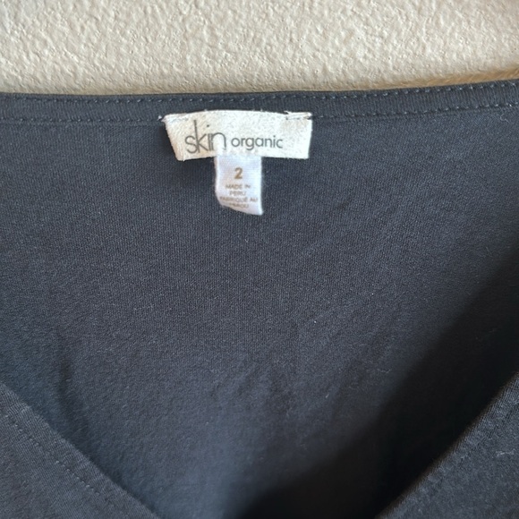 Skin Organic Cecile Pima Cotton Dress Black Oversized V Neck Womens Size 2 - Picture 8 of 12